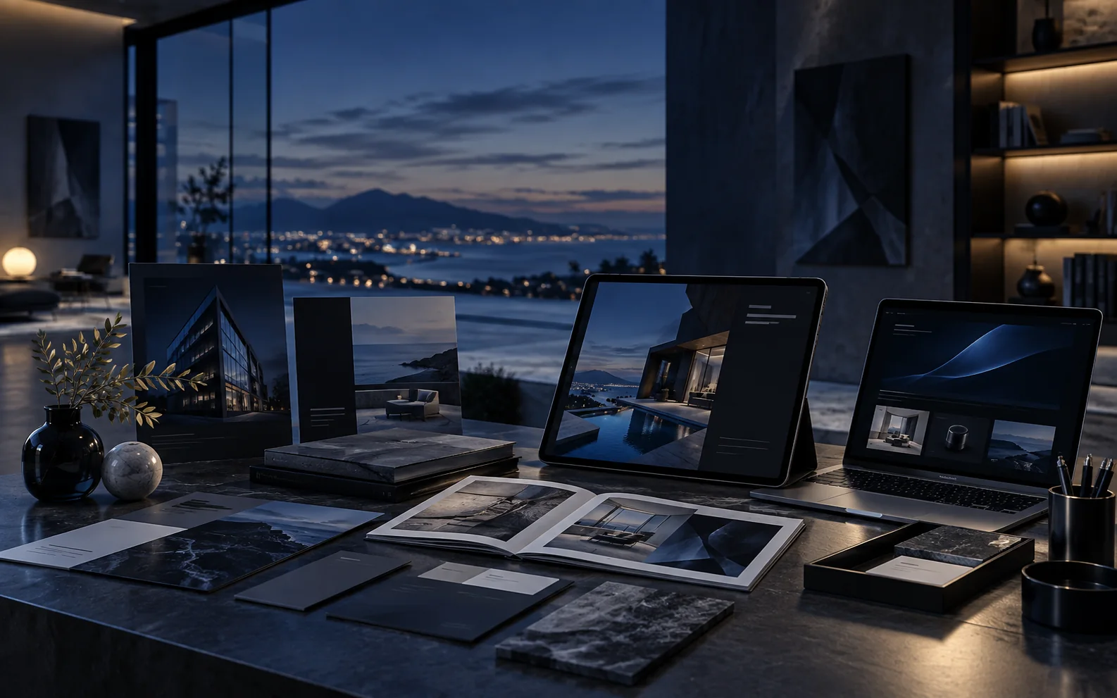 Modern ve premium web tasarım stüdyosunda arayüz çalışması